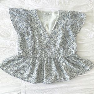 Madewell Georgette Ruffle-Sleeve Peplum Top